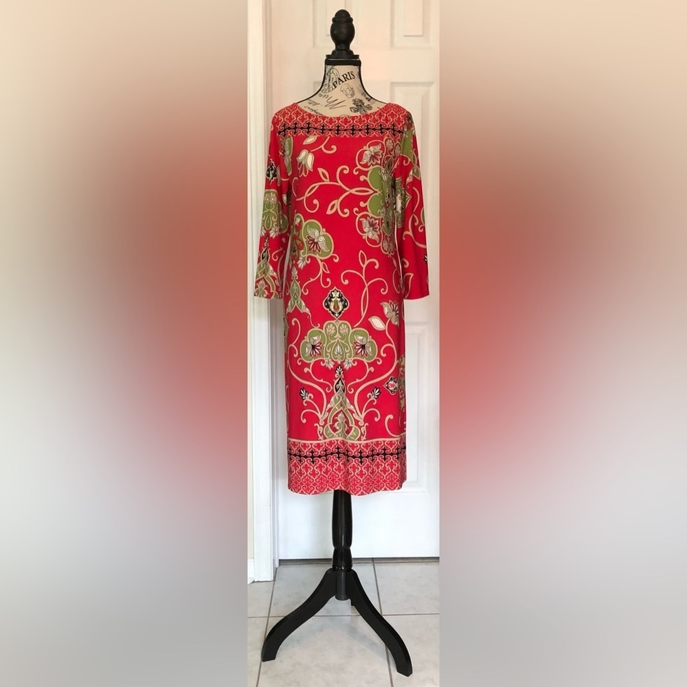 Tiana B. Elegant Dress Red Gold Black Size Medium
